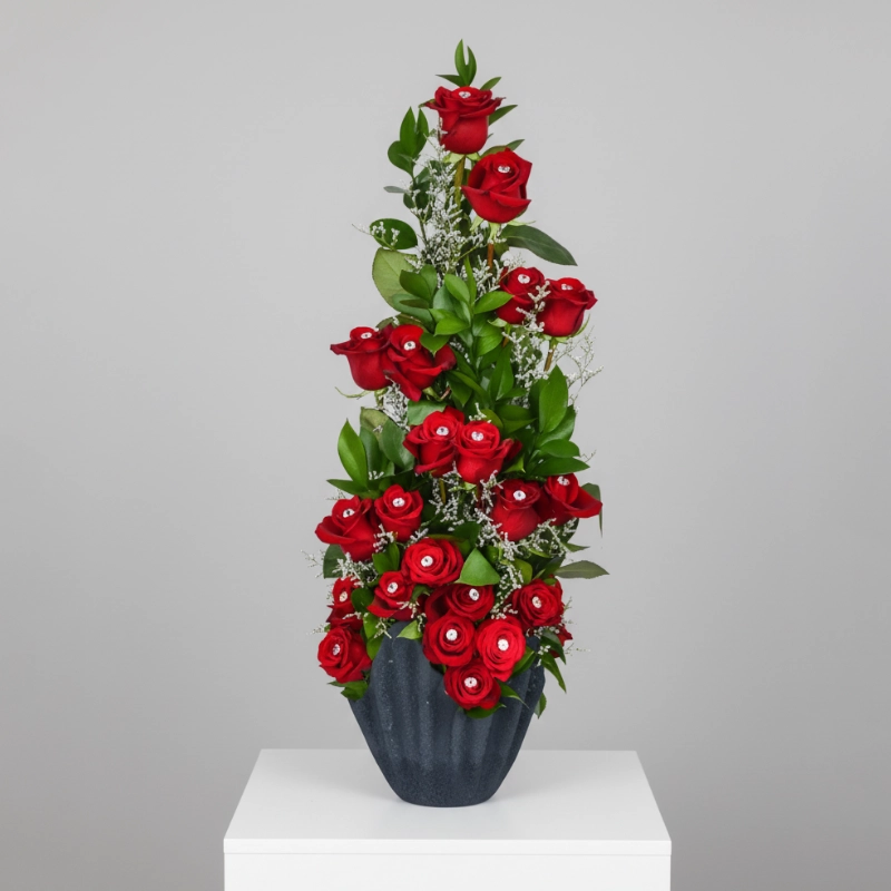 Roses With Diamonds Flower Arrangement